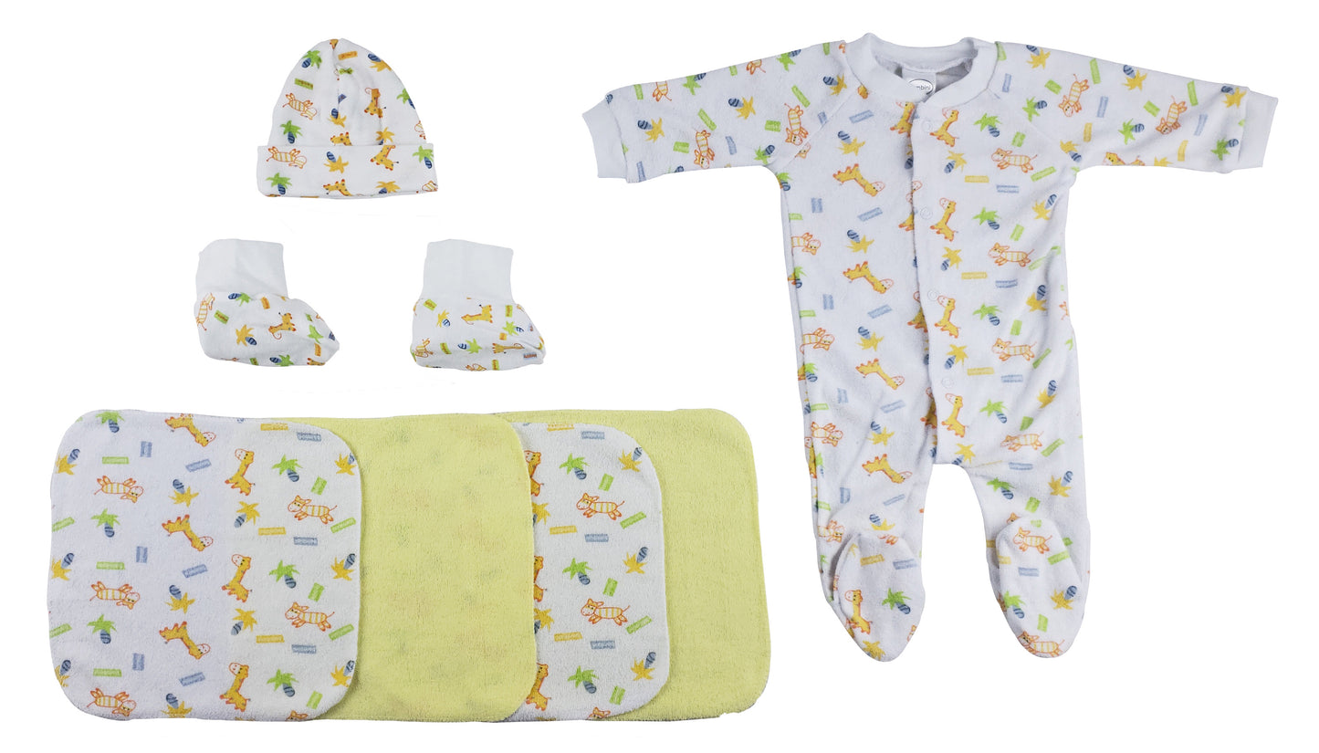 Caps, Booties and Washcloths - 9 pc Set CS_0017