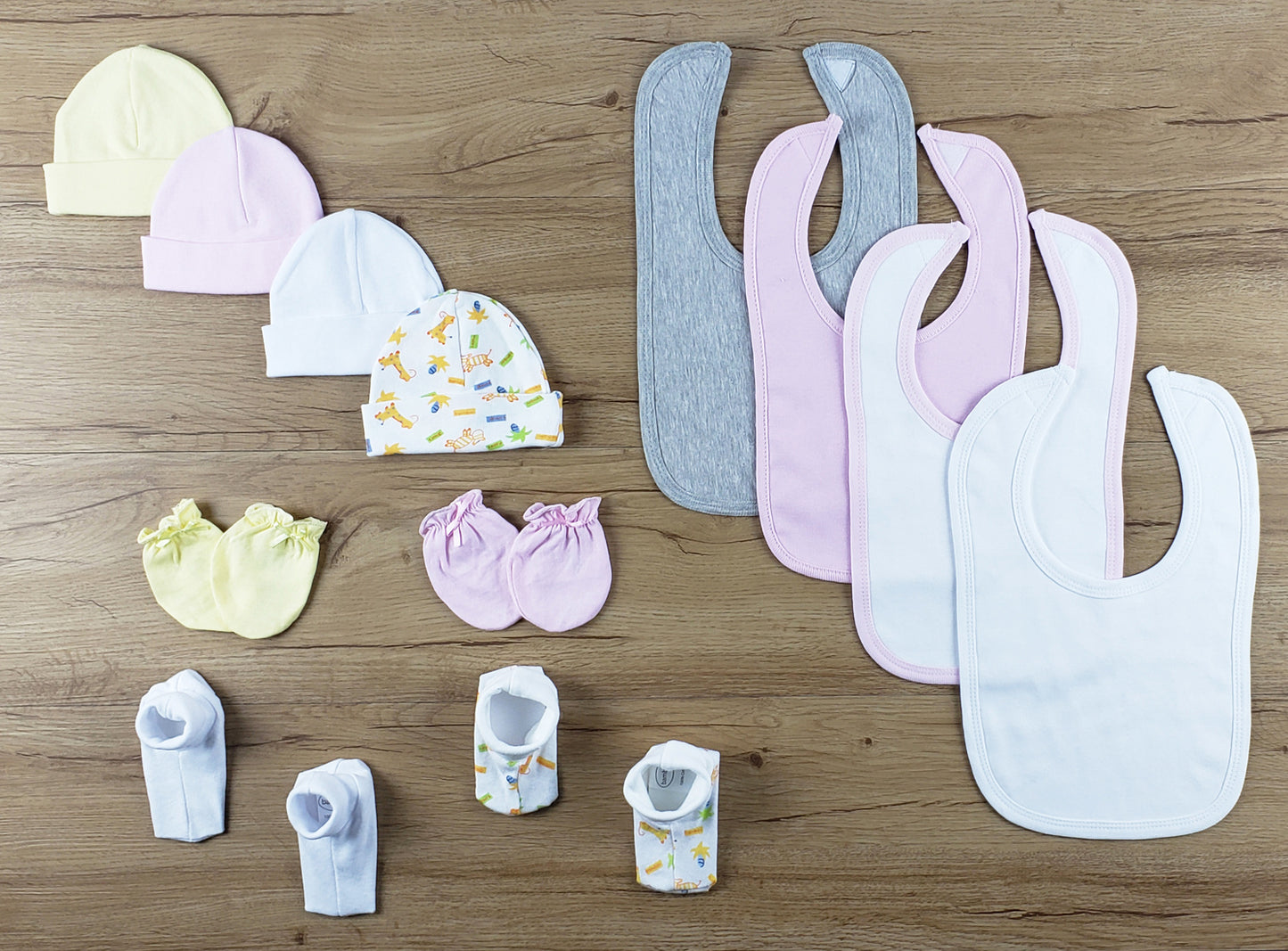 13 pc Set of Bibs, Caps, Booties LS_0640