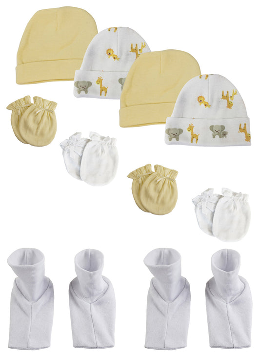Baby Boy, Baby Girl, Unisex Infant Caps, Booties and Mittens (Pack of 10) NC_0395