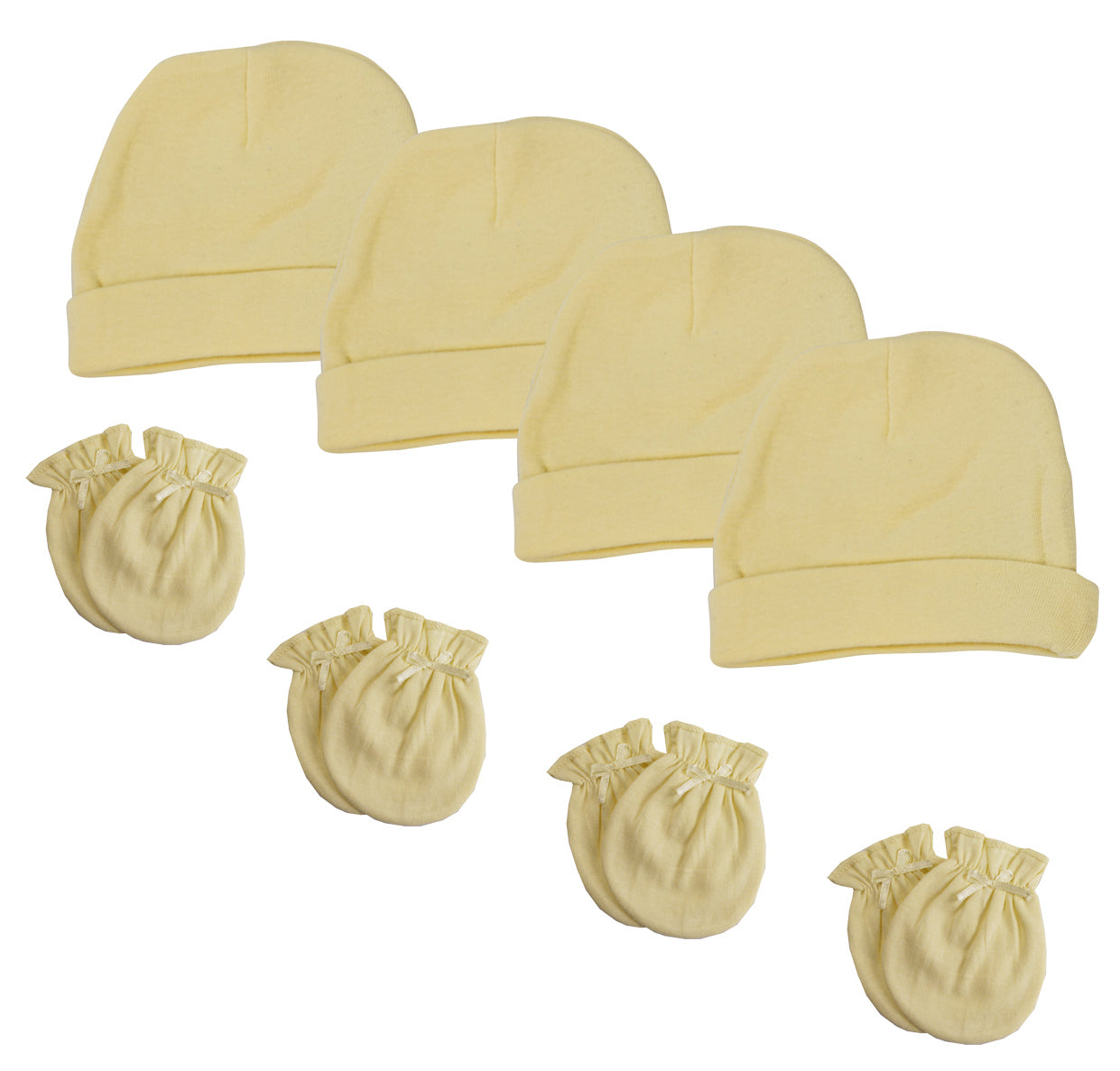 Baby Boy, Baby Girl, Unisex Infant Caps and Mittens (Pack of 8) NC_0402